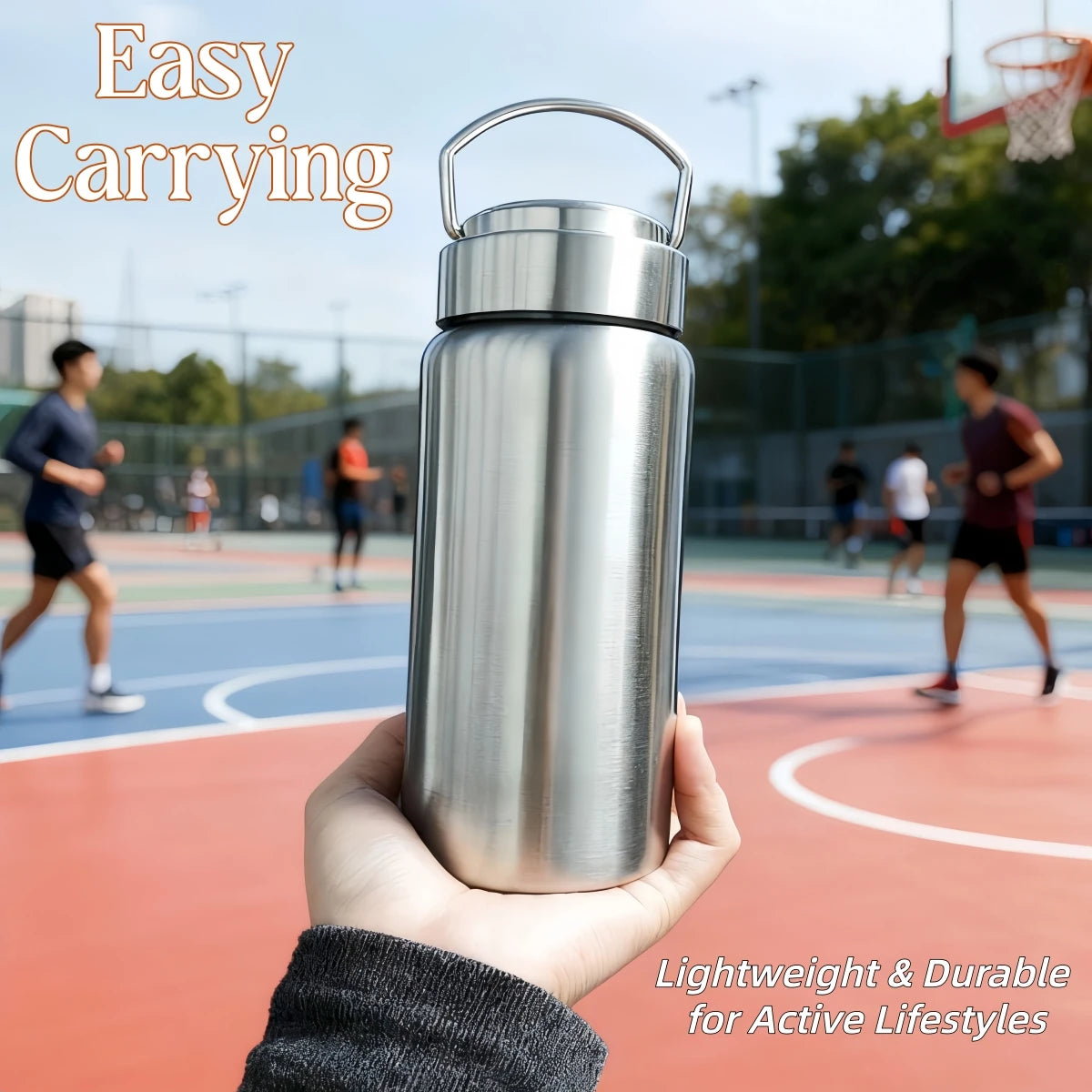 450-1500ml Stainless Steel Water Bottle Single Wall Bottle Large Capacity Big Mouth Flasks with Lid Cycling Drinkware Sports