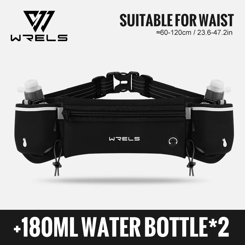 WRELS Upgraded Running Belt Bag With Water Bottles Hydration Belt Running Pouch Bag Fanny Pack Phones Waist pack for Sports