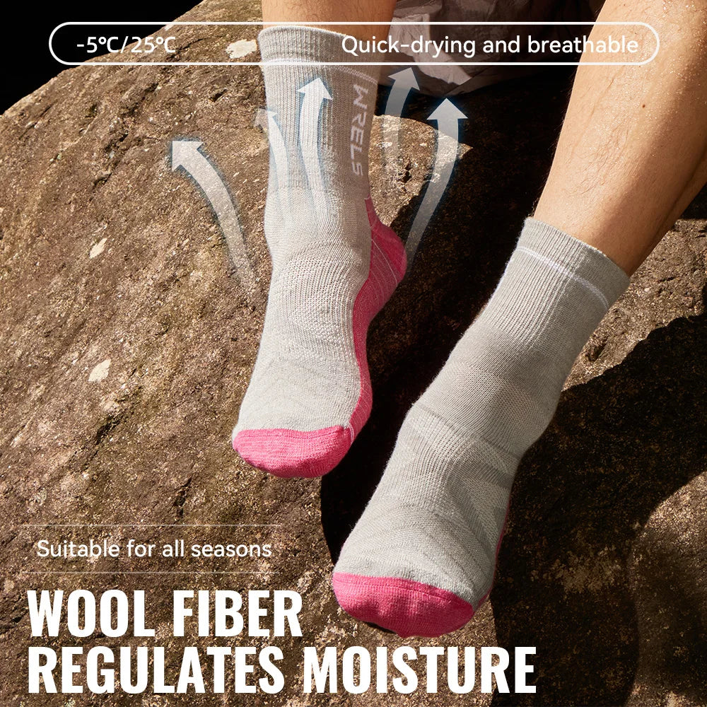 WRELS 1/2/3pairs Merino Wool Socks Thermal Warm Winter High Elastic Thick Hiking Socks Moisture Absorption Wool Sports Socks