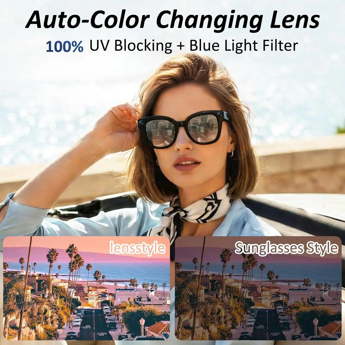 2026 New 800W Camera 3600mAh Portable Charger Smart Glasses 100+language Translation Bluetooth Call Music Player AI Chat Glasses