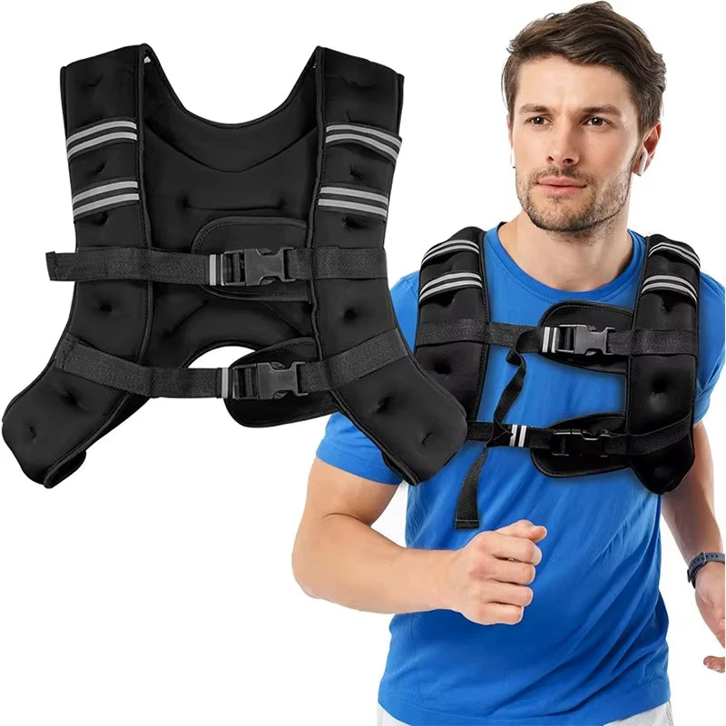 12lb Adjustable Weighted Vest Oxford Fabric With Reflective Stripe Unisex for Men Women Skin‑Friendly Fitness Training Vest for Running Strength Training Weight Loss Muscle Building Workout
