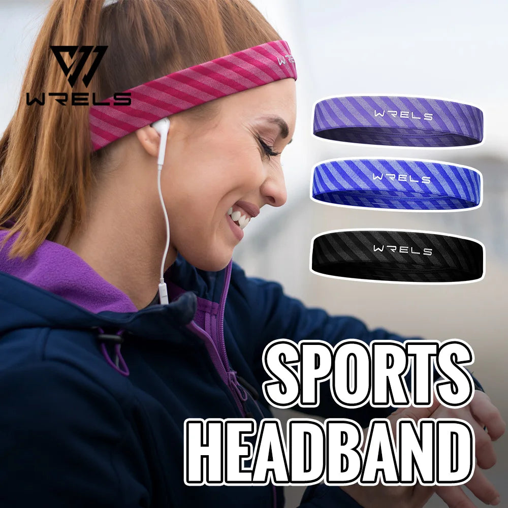 WRELS Sweatbands Sports Headband Moisture Wicking Hairband Non Slip Quick Drying Light weight Elastic Sweatband Running headband
