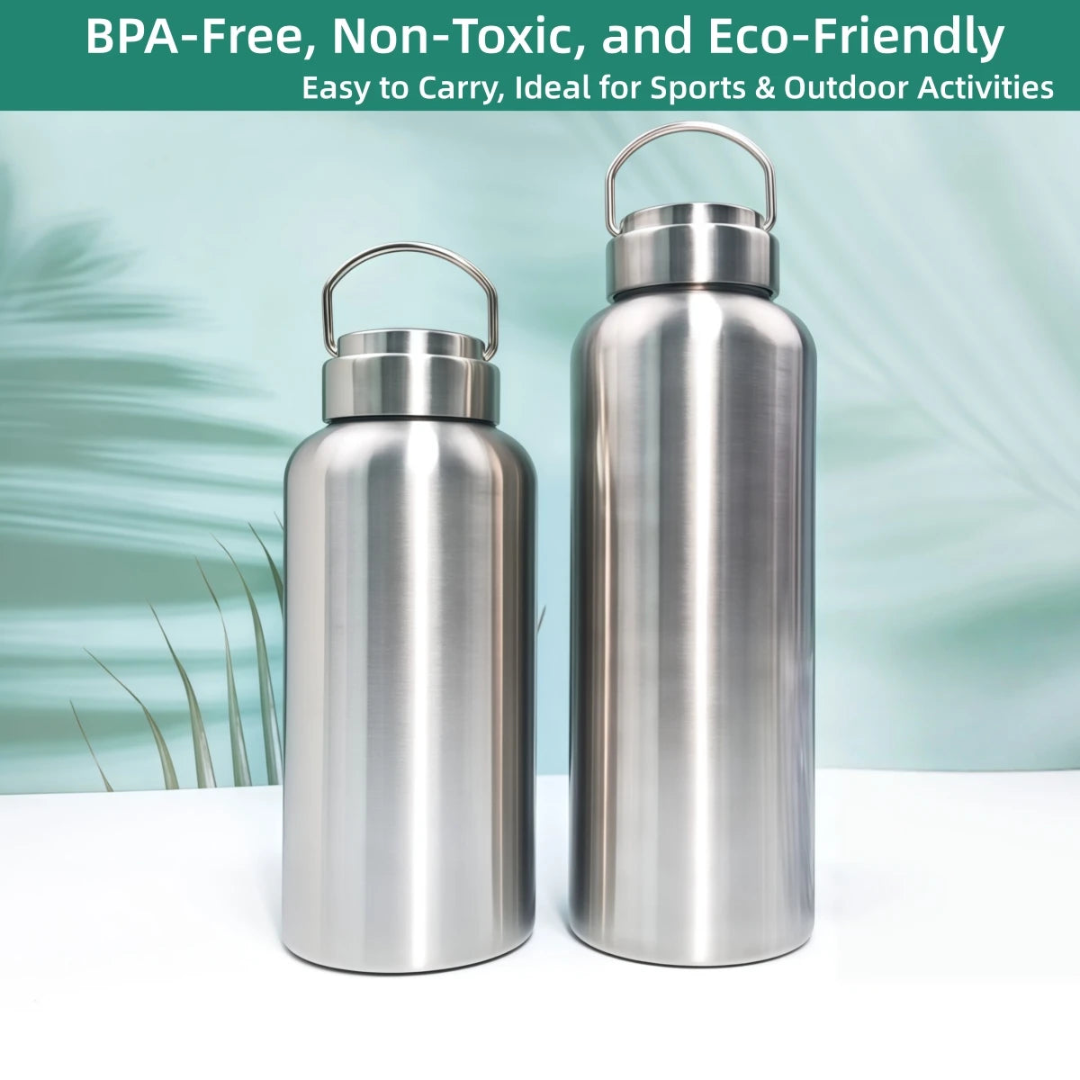 450-1500ml Stainless Steel Water Bottle Single Wall Bottle Large Capacity Big Mouth Flasks with Lid Cycling Drinkware Sports