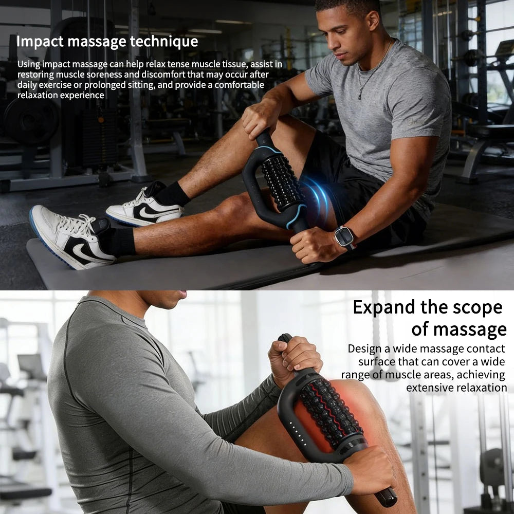Red Light Electric Roller Massage Stick Infrared Deep Muscle Relaxation Pain Relief Impactor For Post Workout Fitness