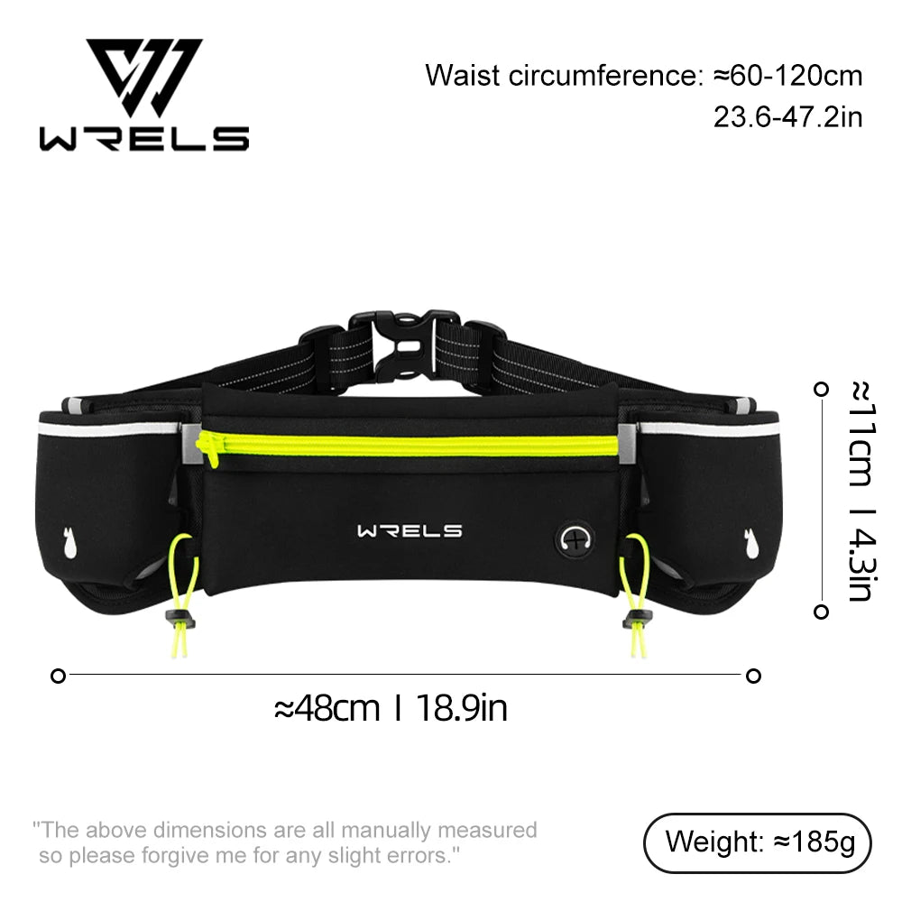 WRELS Upgraded Running Belt Bag With Water Bottles Hydration Belt Running Pouch Bag Fanny Pack Phones Waist pack for Sports