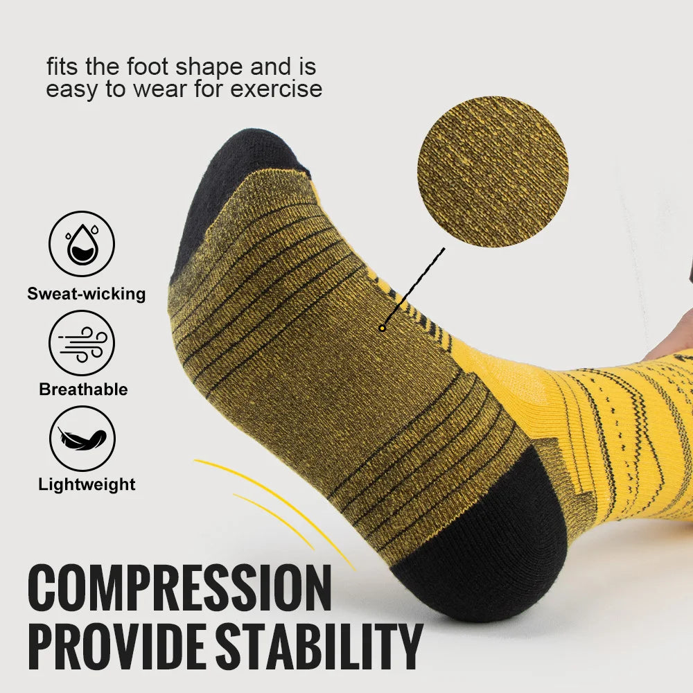 WRELS 1/3Pairs Merino Wool Socks Breathable Moisture Wicking Anti-Odor Socks Hiking Running Trekking Thermal Athletic Crew Socks