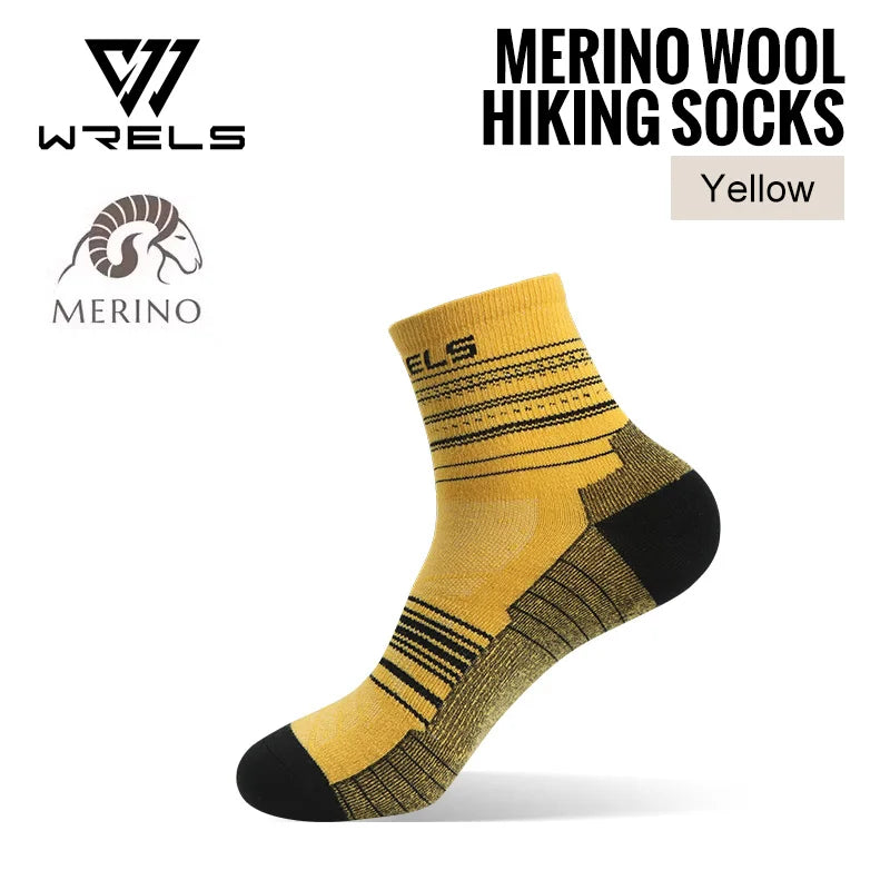 WRELS 1/3Pairs Merino Wool Socks Breathable Moisture Wicking Anti-Odor Socks Hiking Running Trekking Thermal Athletic Crew Socks