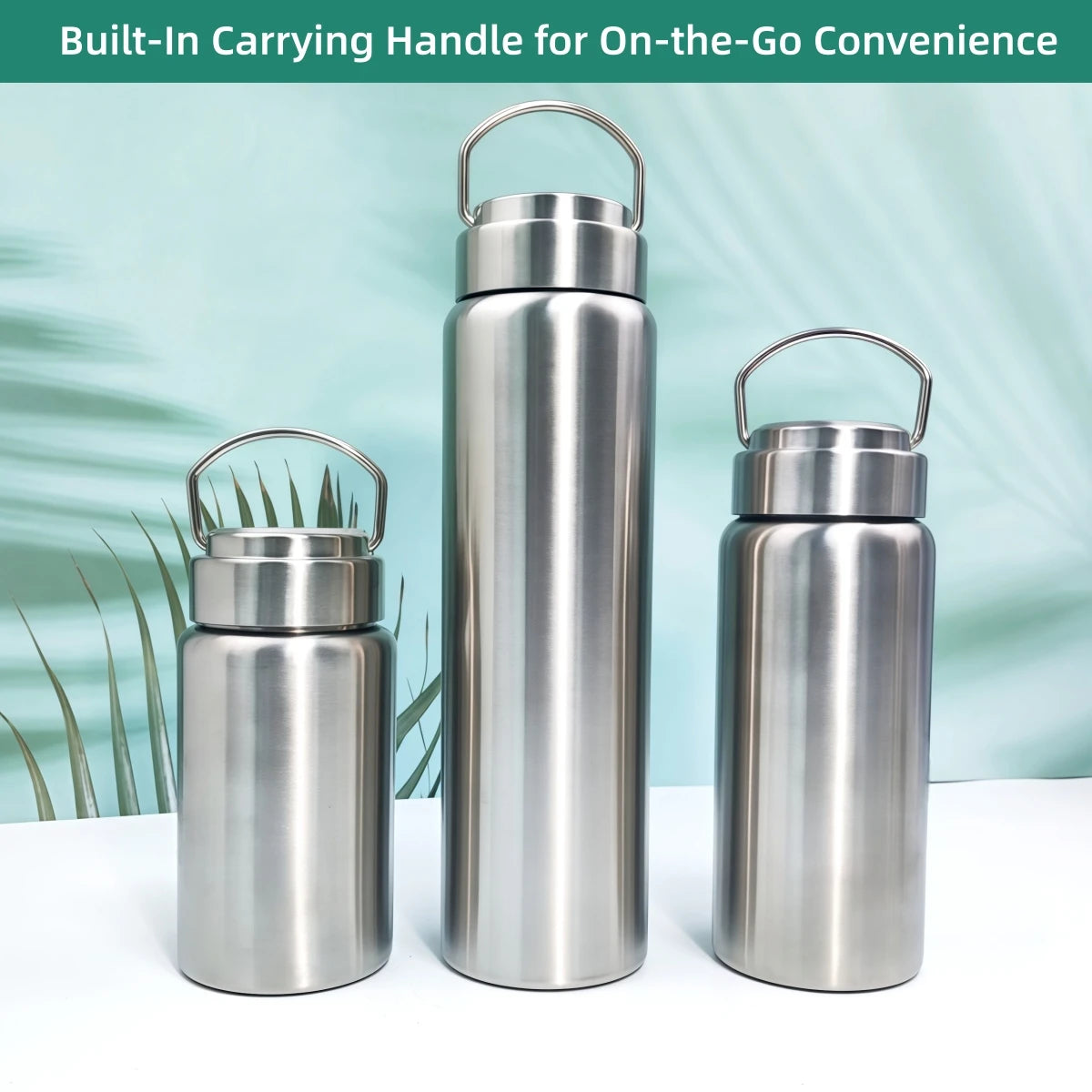 450-1500ml Stainless Steel Water Bottle Single Wall Bottle Large Capacity Big Mouth Flasks with Lid Cycling Drinkware Sports