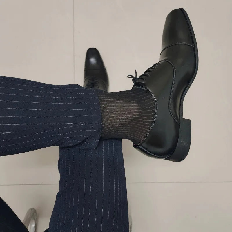 Man Dress Tube Socks Men Sheer Stockings Ultra Thin Erotic Formal Wear White Socks Sexy Transparent Business Sock See-through