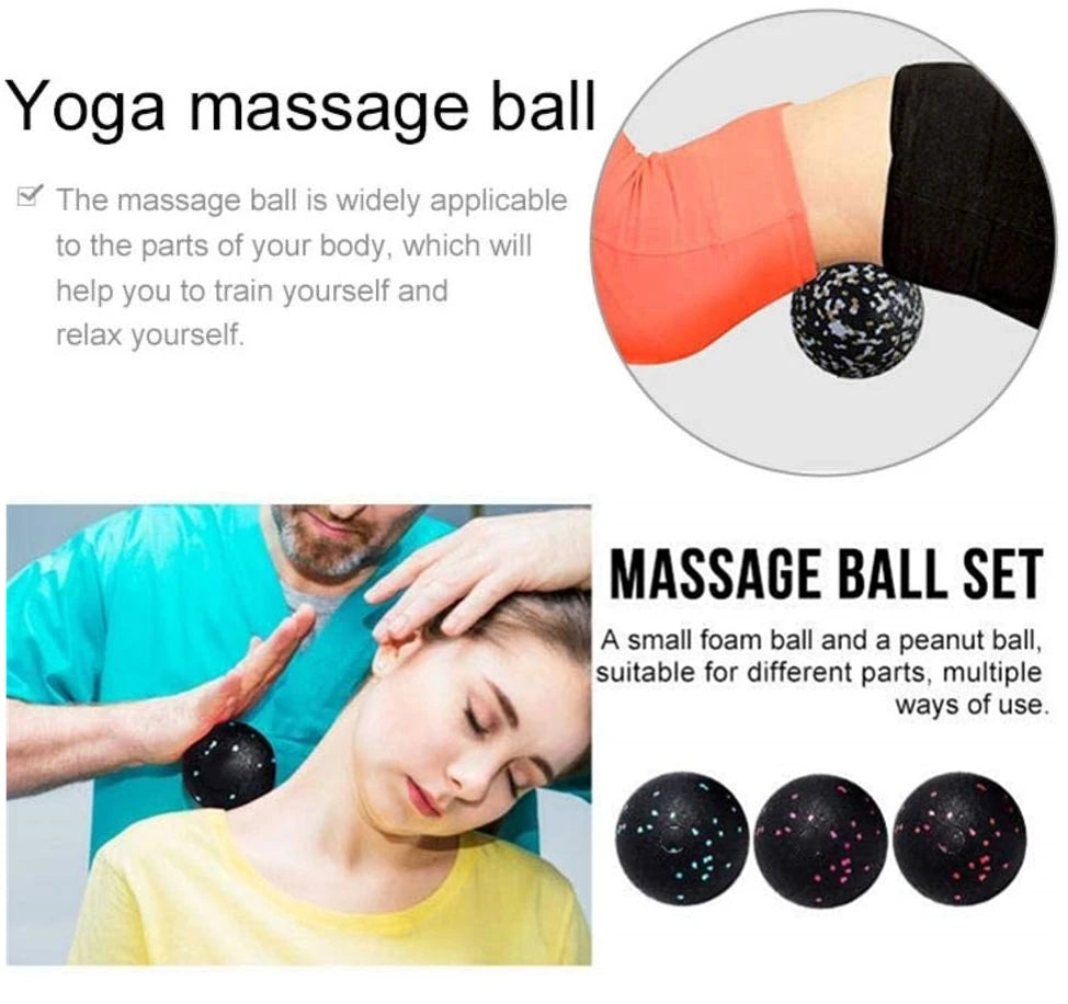 EPP Fitness Ball Double Lacrosse Massage Ball Set Mobility Peanut Ball for Self-Myofascial Release Deep Tissue Yoga Gym Home