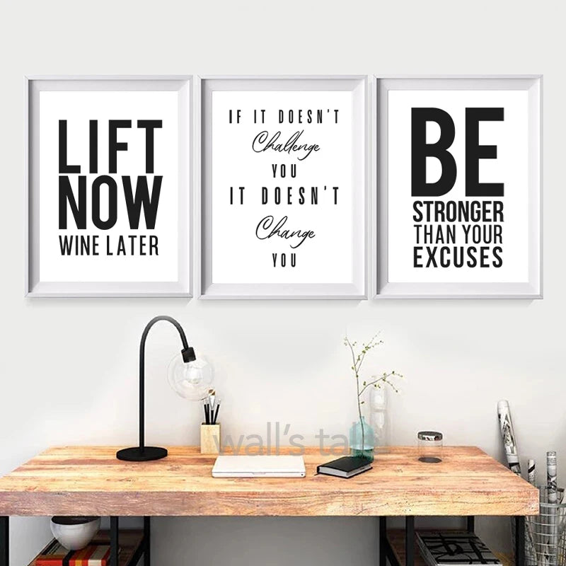 No Excuses Inspirational Quote Fitness Poster Gym Wall Decor , Motivational Art Typography Modern Canvas Painting Decoration