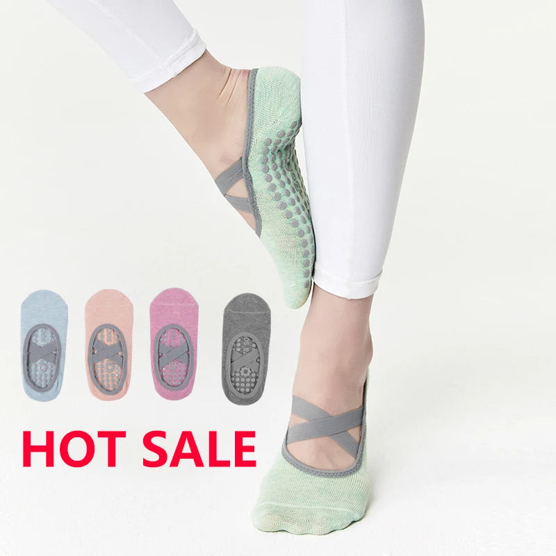 Sports Socks for Fitness Gym Women High Quality Pilates Socks Anti-Slip Breathable Backless Yoga Socks Ankle Ladies Ballet Dance