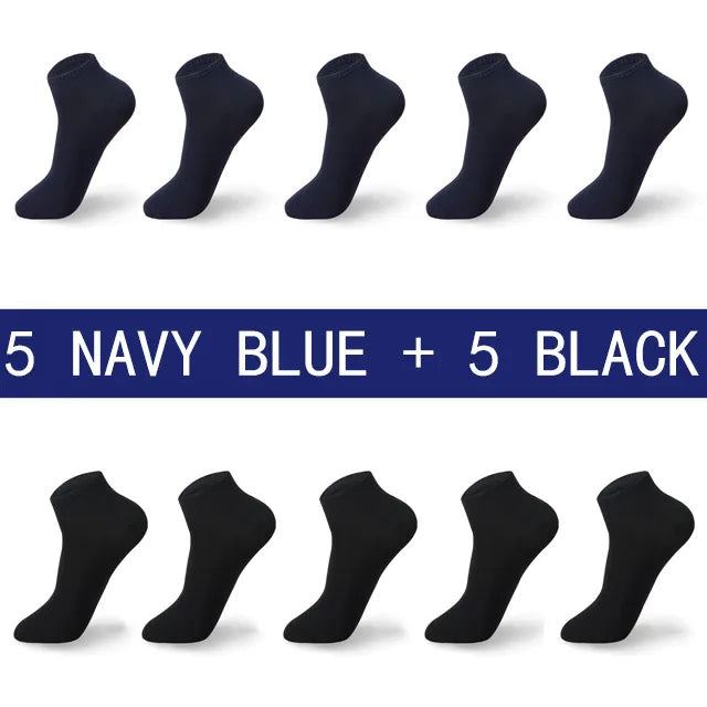 Men Summer Boat Socks Large size 44,45,46,47,48 Black Breathable Fashion Black Male Cotton Socks Men short Big New 10 Pairs