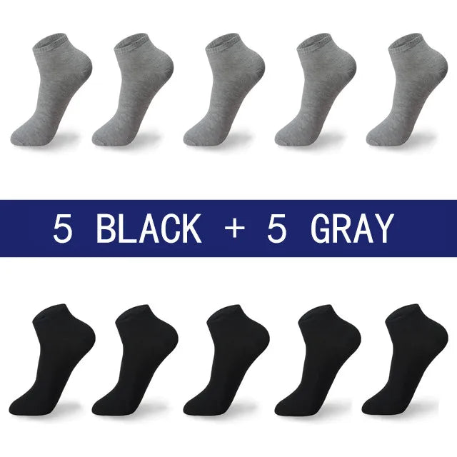 Men Summer Boat Socks Large size 44,45,46,47,48 Black Breathable Fashion Black Male Cotton Socks Men short Big New 10 Pairs
