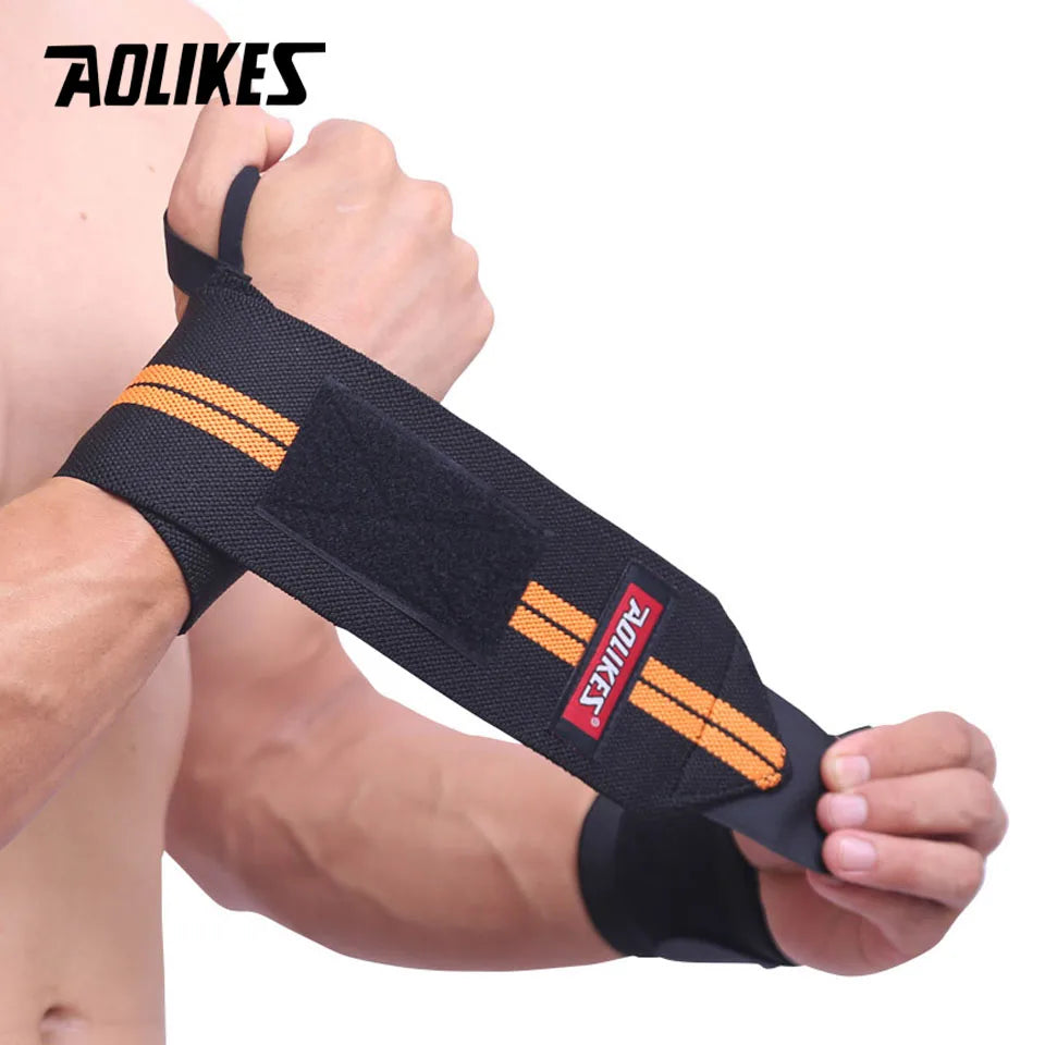 AOLIKES 1PCS Wrist Support Gym Weightlifting Training Weight Lifting Gloves Bar Grip Barbell Straps Wraps Hand Protection