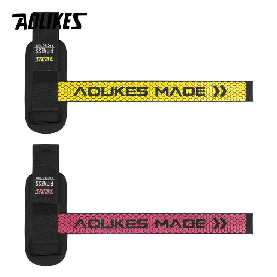 AOLIKES 1 Pair Gym Fitness Weight Lifting Grip Straps Dumbbell Hand Grips Training Wrist Support Bands for Barbell Pull Up