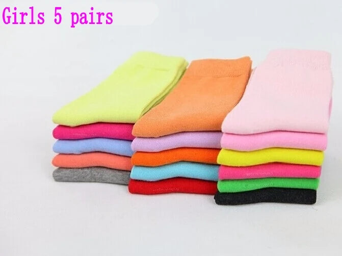 5 pairs / 1 lot spring&autumn candy color cotton children socks boys socks / socks for girls 1-9 year sport kids socks