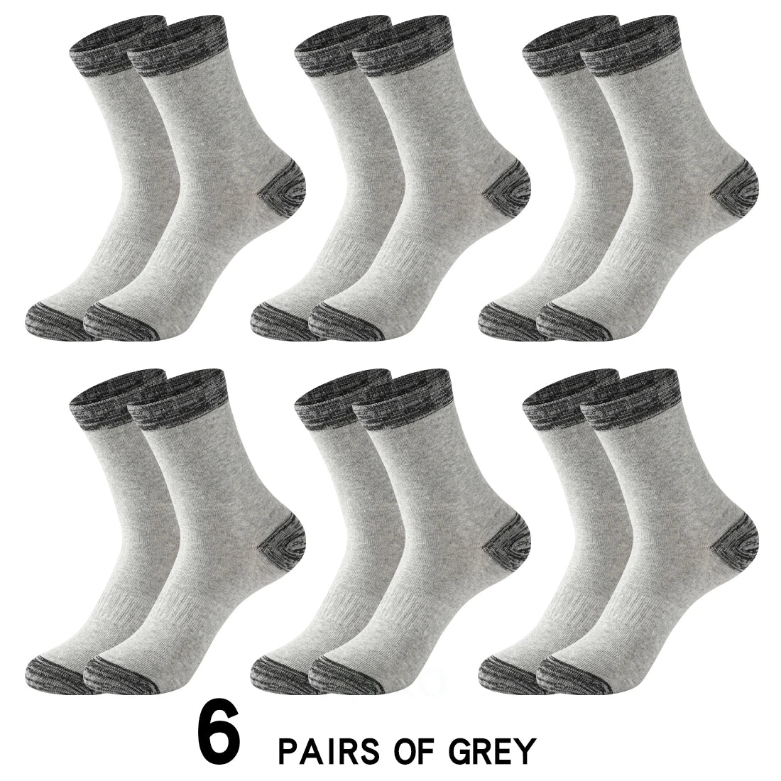 6 Pair Winter Men Socks Cotton Black Leisure Business Long Socks Walking Running Hiking Thermal Socks For Male Plus Size 38-48