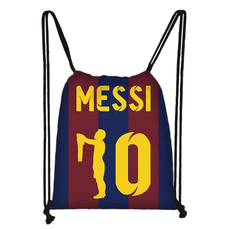 Child Printed Drawstring for s Football L-LionelS M-MessiS Shopping Bag Men Women Football Sports Gym Storage Yoga Backpack
