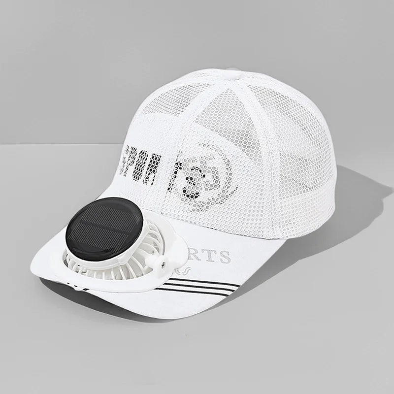 Solar Powered Charge Fan Baseball Cap Adults Summer Outdoor Camping Fishing Sun Shading Duck Tongue Mesh Cap Father's Day Gifts