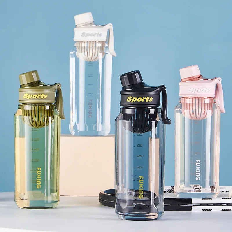 Fashion Sports Water Bottle with Scale Marker Large Capacity Leakproof Clear Drink Bottle Outdoor Sports Water Jugs
