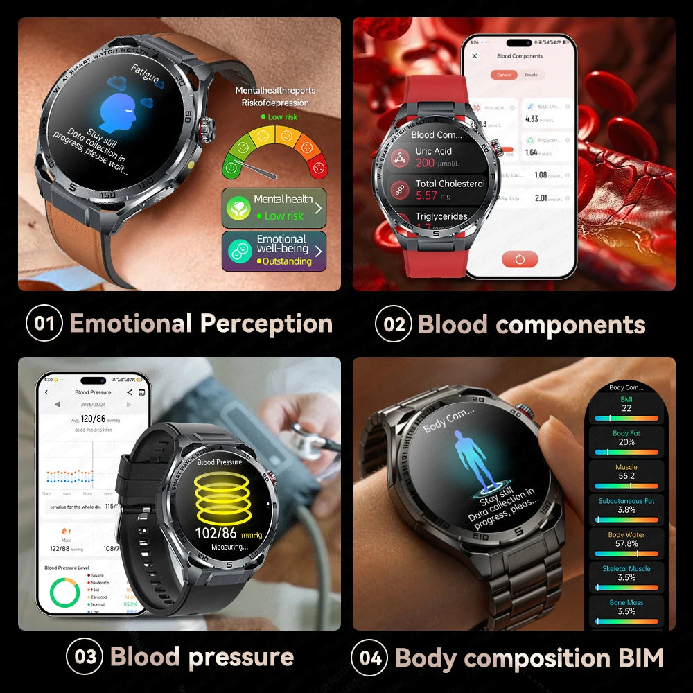Newly Accurate Micro Physical Examination Health Smart Watch ECG Blood Fat/Pressure Heart Rate Call Sports Watch For iOS Android