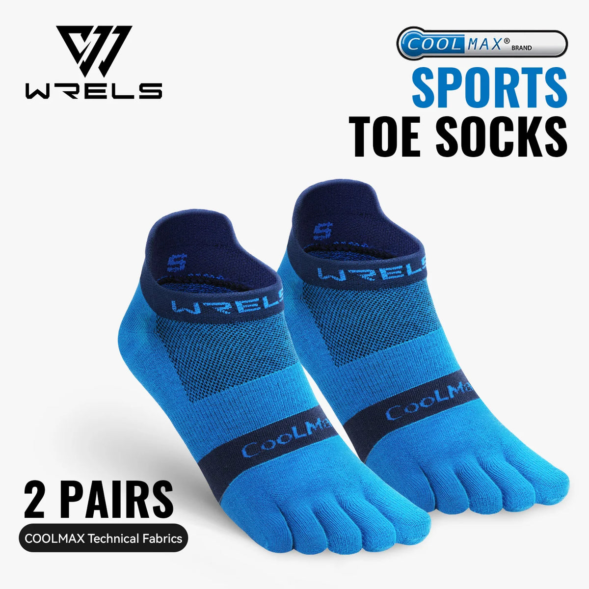 WRELS 1/2/3pairs COOLMAX Five Finger Socks Athletic Breathable Compression Running Hiking No Show Quick Dry Toe Socks Men Women