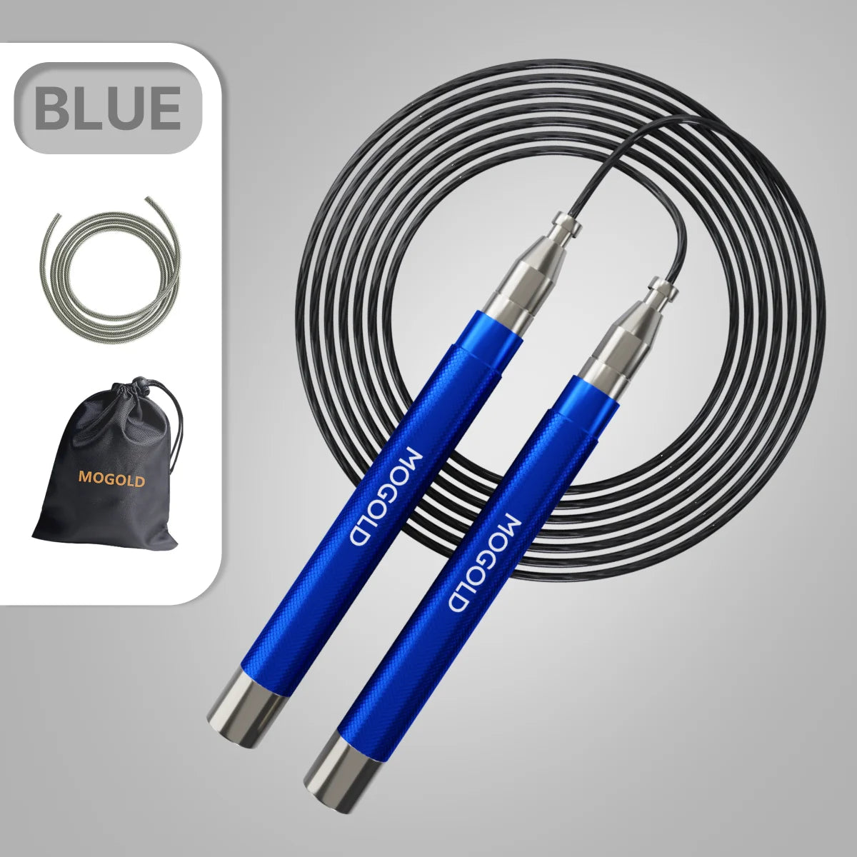 MOGOLD Metal Handle Wire Jump Rope – Ultra-Fast Acceleration, Stable & Non-Swaying, One-Click Adjustment