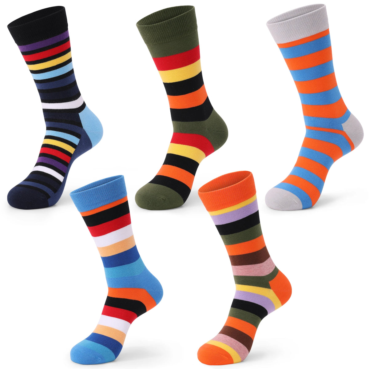 5 Pairs Mens Dress Socks Plus Large Size,High Quality Combed Cotton Crew Socks,Black Cool Argyle Breathable Casual Socks for Men