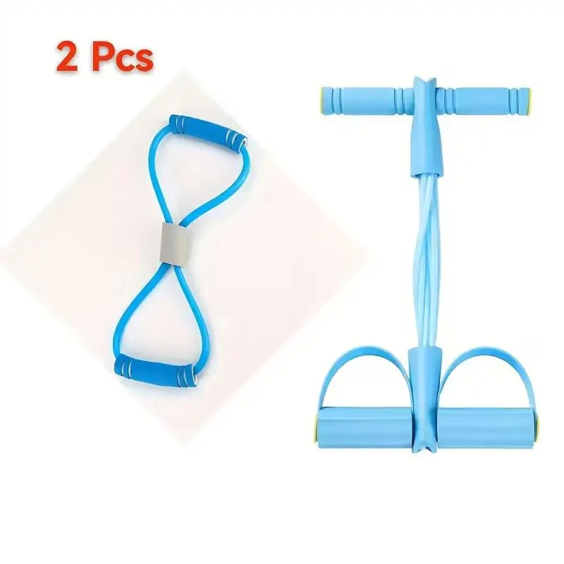 4 Tube Resistance Bands with Ergonomic Pedal, Full Body Workout, Yoga, Pilates, Core, Glutes, Hamstrings,Quads,Chest, Back, Neck