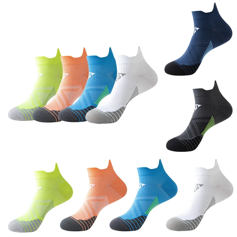 4 Pairs Ankle Marathon Socks Men Women Quick Dry Breathable Mesh Outdoor Sports Running Athletic Fitness Gym Short Socks