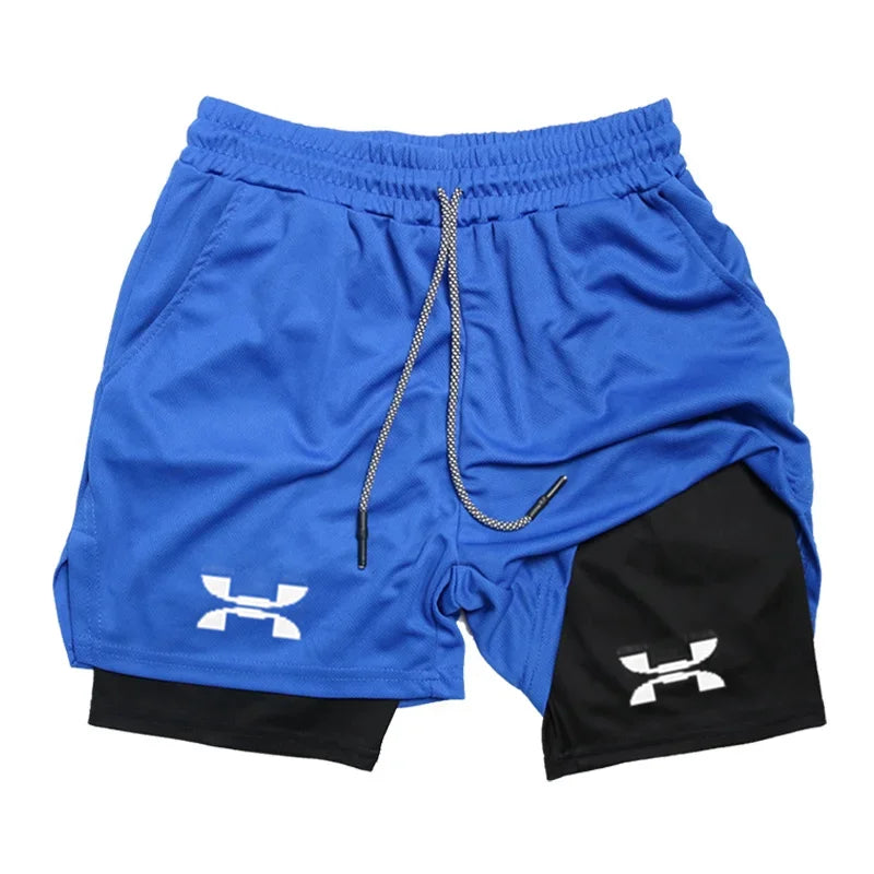 New Running Shorts Men Gym Sports Shorts 2 in 1 Quick Drying Workout Boxing Training Bottoms Fitness Jogging Short Pants Summer