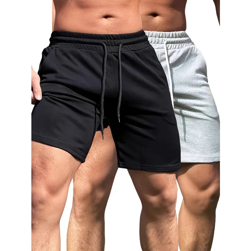 Comfortable cotton shorts men's casual micro-elastic elastic belt drawstring shorts fitness training comfortable and fashionable