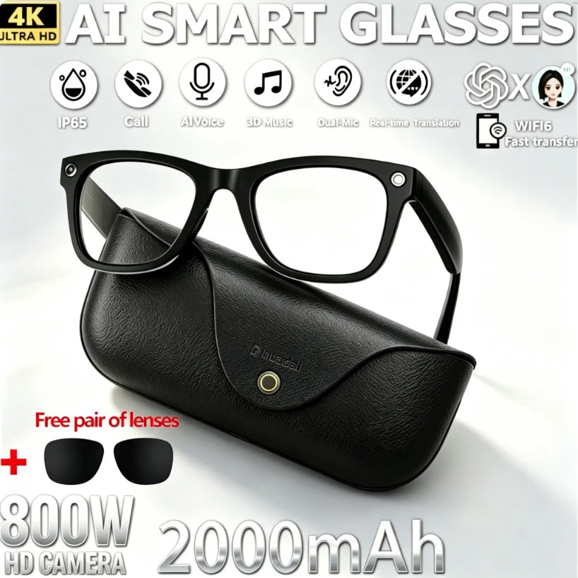 AI Smart Glasses NEW MT5 Ultra Real-time Translation Glasses 800W Pixel Camera Photo Video Recording Smart Wearable Devices IP65
