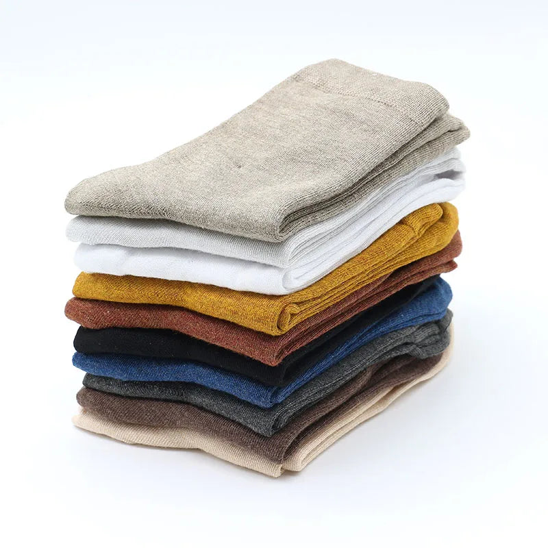 10 Pair Women's Bamboo Fiber Socks Harajuku Retro Solid Color Casual Ladies Set Black Socks Korean Style White Socks