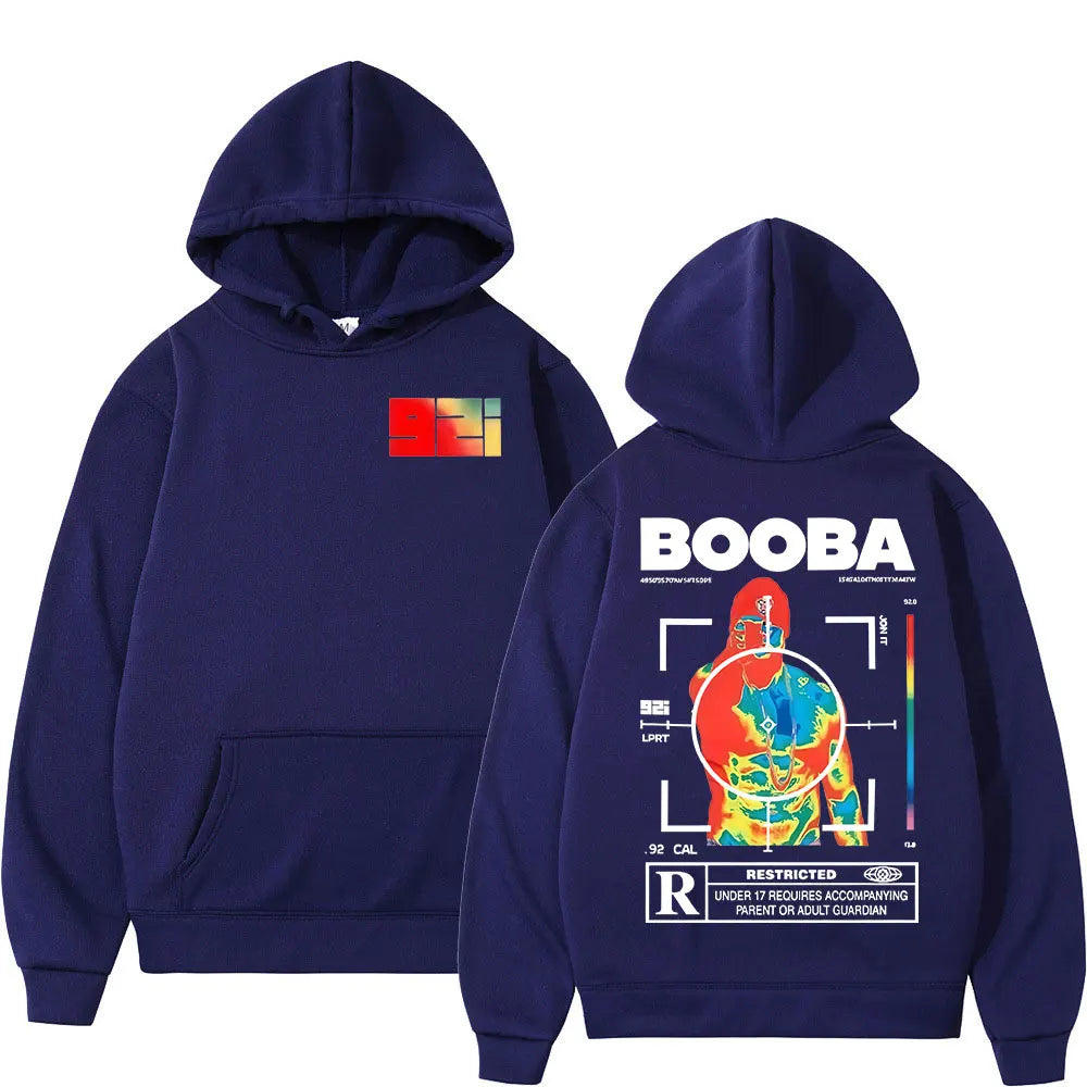France Rapper BOOBA B2O Tour 2025 Hoodies Men's Retro Style Hip Hop Long Sleeves Hooded Sweatshirts Clothing Oversized Pullover
