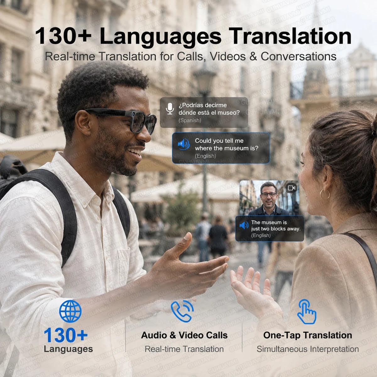 2026 AI Smart Glasses 13MP Camera Take Photo Live Streaming ChatGPT Translations Stabilized POV Recording Audio Music Sunglasses