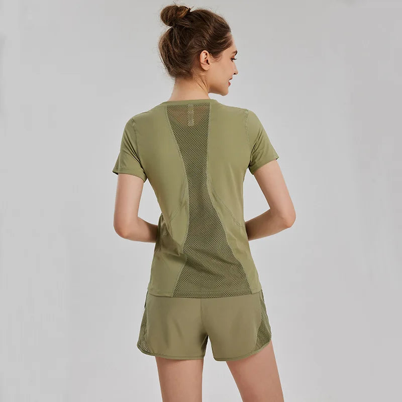 sports T-shirt women's quick-drying summer professional running training fitness top thin breathable yoga clothes short sleeves