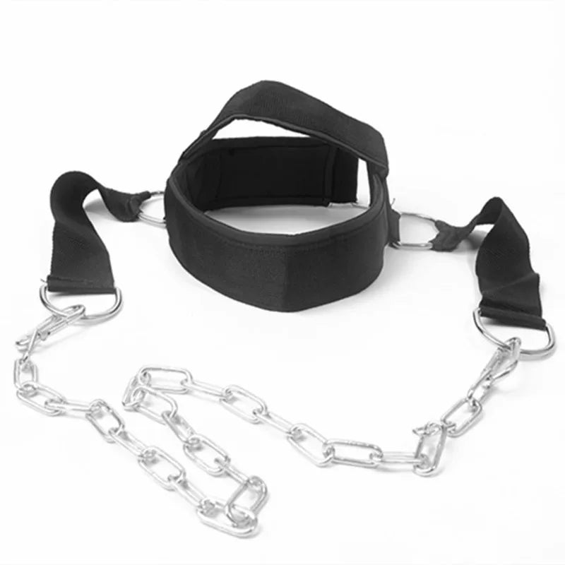 Fitness Neck Head Harness Neck Training Weight Lifting Strength Trainer With Adjustable Long Steel Chain Neck Strength Exerciser