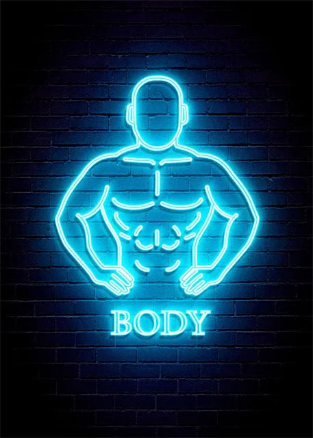 Modern Fitness Body Motivation Neon Design Canvas Posters GYM Body Pop Wall Art Simply Fitness Power Print Art GYM Decor Mural