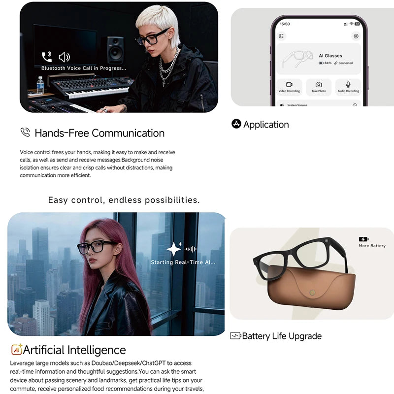 AI Smart Glasses NEW MT5 Ultra Real-time Translation Glasses 800W Pixel Camera Photo Video Recording Smart Wearable Devices IP65
