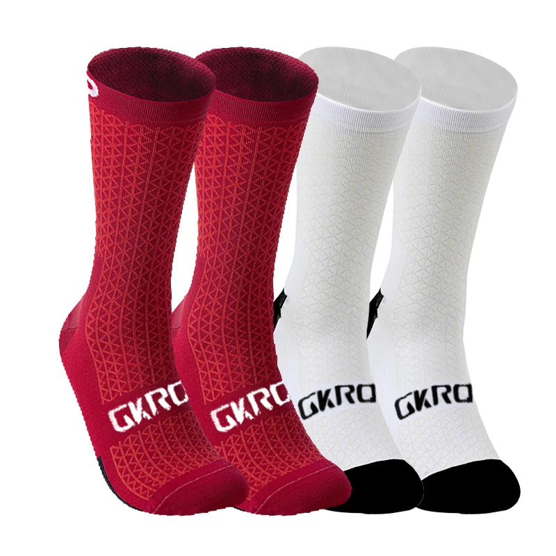 GKRQ 4pairs 2023 New Cycling Socks Bike Nurse Compression Road Bike Running Mtb Knee-high White Sports Funny Brand Black
