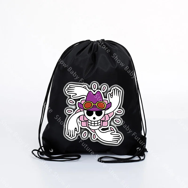 Big 45x45CM Cartoon One Piece Drawstring Bag for Adult Luffy Zoro Fashion Swim Ride Running Sport Backpack Portable Storage Bags