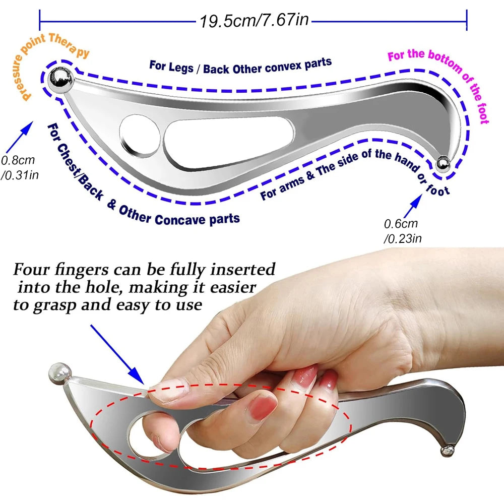 Stainless Steel Muscle Scraper Massage Tools Set, Gua Sha IASTM Tool for Deep Tissue Scraping, Myofascial Release Tool