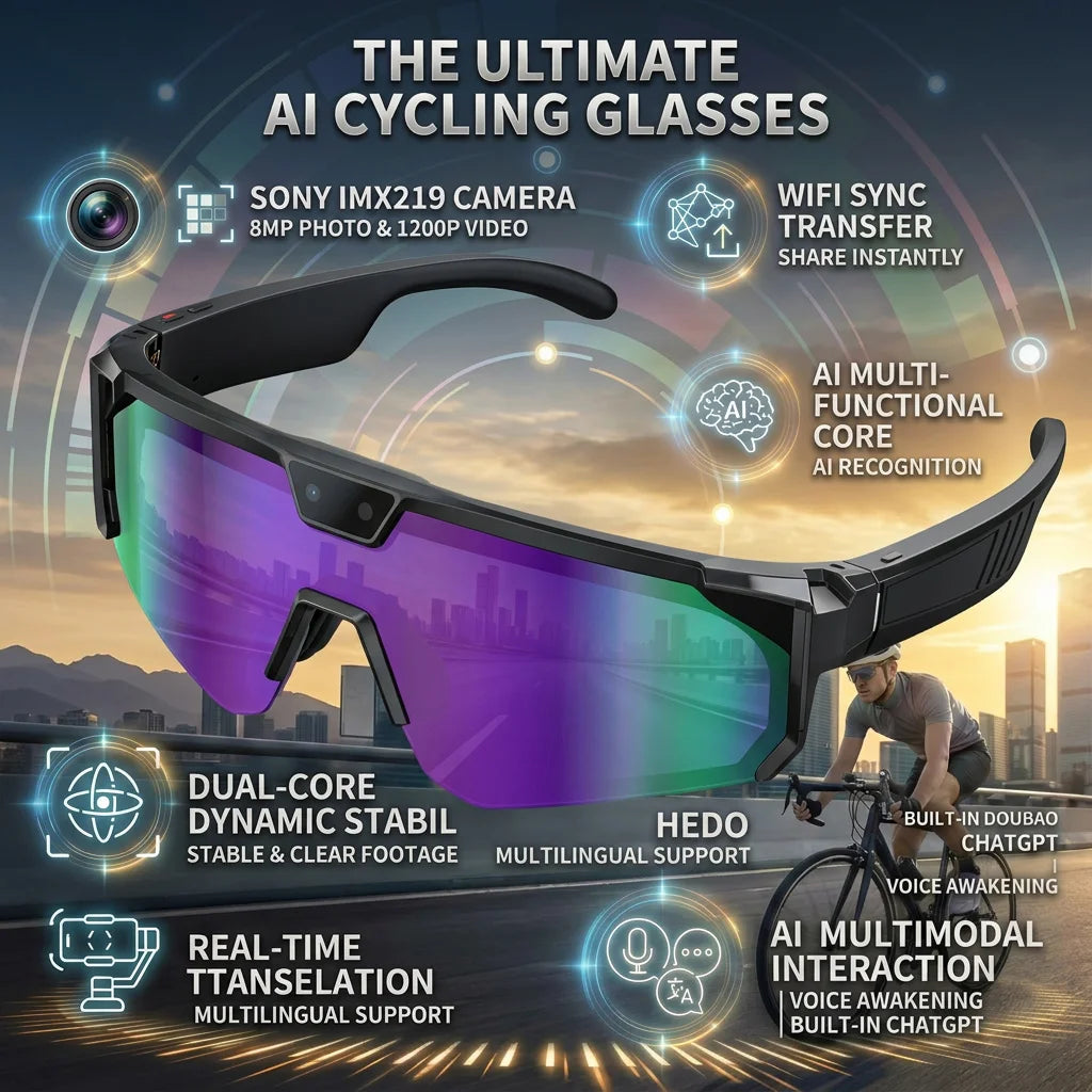 2026 AI Smart Glasses ChatGPT Voice AI Assistant Intelligent Travel Translation Outdoor Remote Photography Smartglasses Cycling