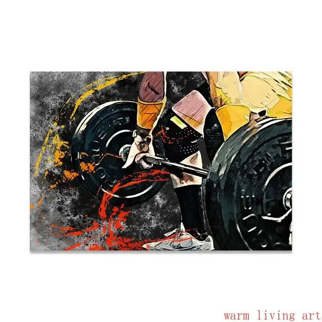 Boxing Dumbbell Fitness Art Poster Canvas Wall Print Home Gym Decor Motivational Picture for Men Women Muay Thai Weightlifting