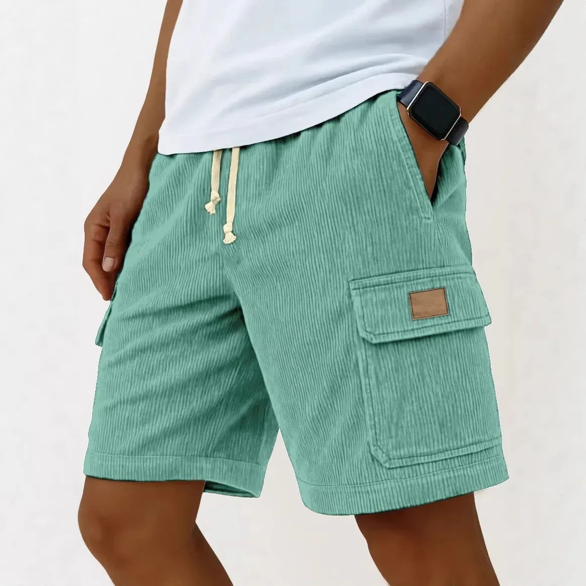 2026 New Men's Retro Corduroy Casual Shorts Men Fashion Solid Sweatpants Harajuku Corduroy Short Pants New Men Clothing Roupas