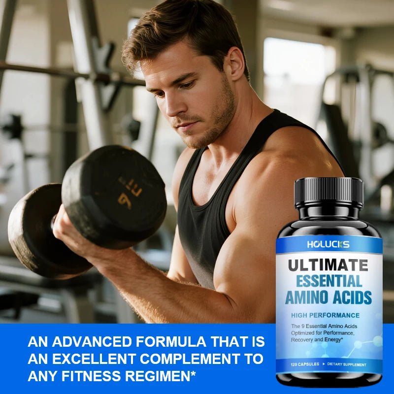 HOLUCKS Ultimate Essential Amino Acids Supplement, Support Muscle Repair, Recovery & Boost Energy for Gym & Fitness Enthusiasts