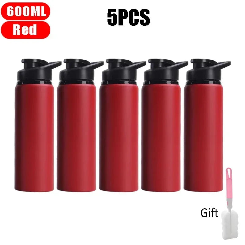 Metal Sports Bottles with Snap Lid Portable Bike Water Bottle Reusable Travel Bottles with Handle Bulk Pack for Gym Hiking Sport