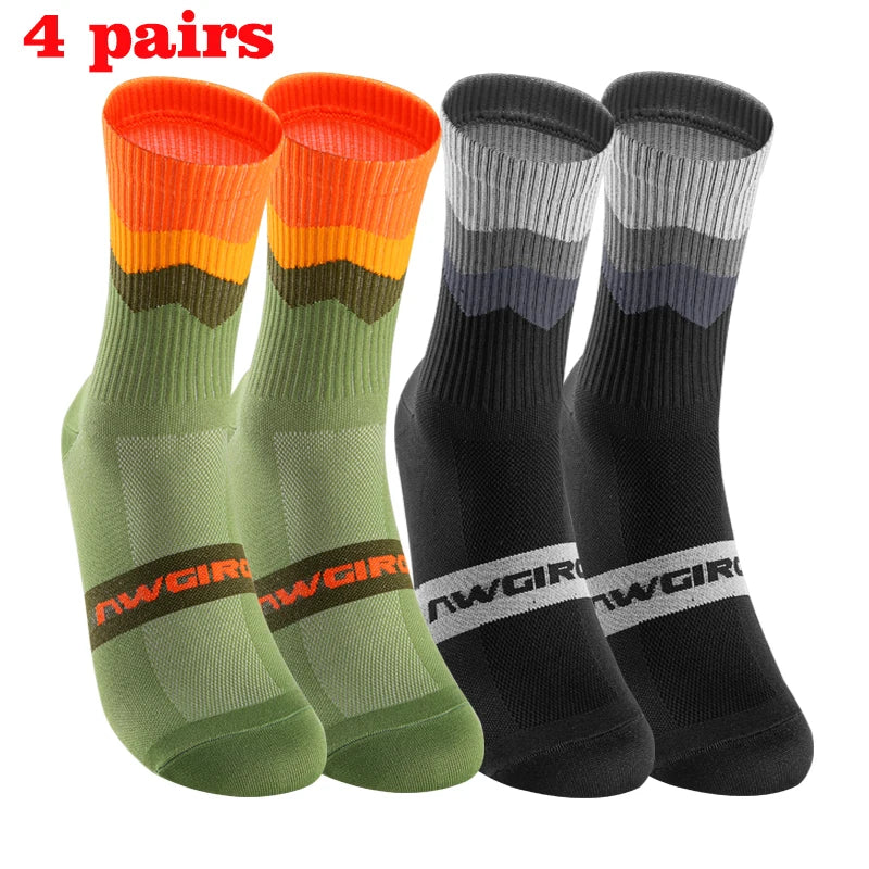 GKRQ 4 Pairs Bike Socks Men Nurse Compression Cycling For Women Mtb Guard Socks Stockings Sport Grip Barre Socks